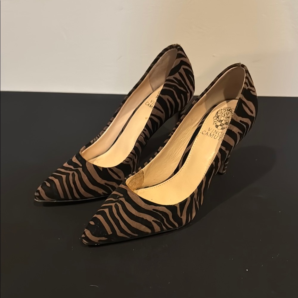 Vince Camuto Brown and Black Stiletto Heels, Size 7.5